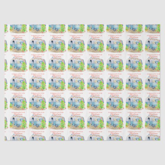 レトロキャンパーキャラバンクリスマスティッシュペーパー 薄葉紙 (正面)