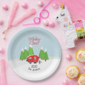 レトロキャンパークリスマス ペーパープレート (パーティー)