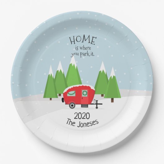 レトロキャンパークリスマス ペーパープレート (正面)