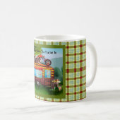レトロキャンパートレーラーゴミ引用文タータンチェックグリーンレッド コーヒーマグカップ (正面右)