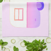 レトロキャンパートレーラーパープルキッチンタオル キッチンタオル (折り畳み)