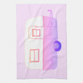 レトロキャンパートレーラーパープルキッチンタオル キッチンタオル (縦)