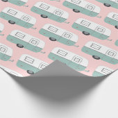 レトロキャンパートレーラーミントピンク包み紙 ラッピングペーパー (角)