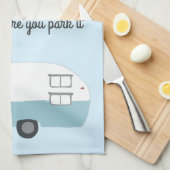 レトロキャンパートレーラーRVモーターホームブルー キッチンタオル (四つ折り)