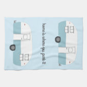 レトロキャンパートレーラーRVモーターホームブルー キッチンタオル (横)