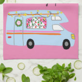 レトロキャンパーモータホームRVヴァンライフクリスマス キッチンタオル (折り畳み)