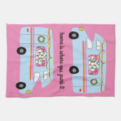 レトロキャンパーモータホームRVヴァンライフクリスマス キッチンタオル (横)