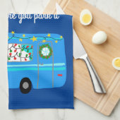 レトロキャンパーモータホームRVヴァンライフクリスマス キッチンタオル (四つ折り)