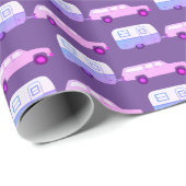 レトロキャンパーモーターホームトレーラーピンクパープル ラッピングペーパー (ロールコーナー)