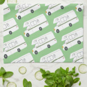 レトロキャンパーモーターホームRVグリーンキッチンタオル キッチンタオル (折り畳み)