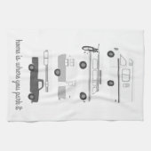 レトロキャンパーモーターホームRVバンライフグレーホワイト キッチンタオル (横)