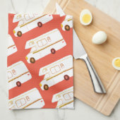 レトロキャンパーモーターホームRV赤キッチンタオル キッチンタオル (四つ折り)