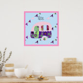 レトロキャンパーヴィンテージキャラバンシャビシック ポスター (キッチン)