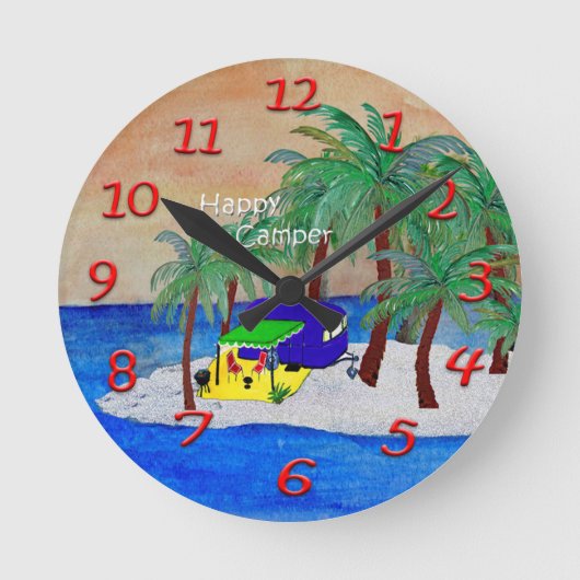 レトロキャンパー壁時計 ラウンド壁時計 (正面)