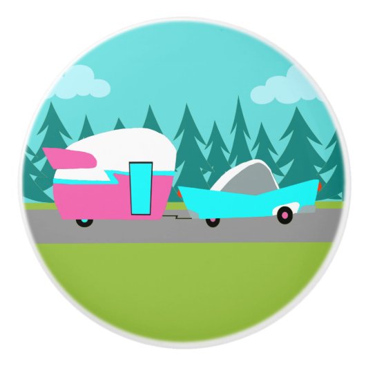 レトロキャンパー/トレーラーとカーセラミックプル セラミックノブ (正面)