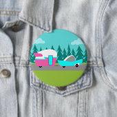 レトロキャンパー/トレーラーと車のボタン 缶バッジ (インサイチュ)