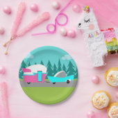 レトロキャンパー/トレーラーと車の紙プレート ペーパープレート (パーティー)