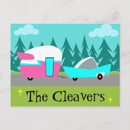レトロキャンパー/トレーラー&カーポストカード ポストカード (正面)