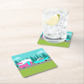 レトロキャンパー/トレーラー/カー紙コースター スクエアペーパーコースター (インサイチュ)