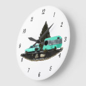 レトロキャンピングカートレーラノマドウォールクロック ラージ壁時計 (傾斜)