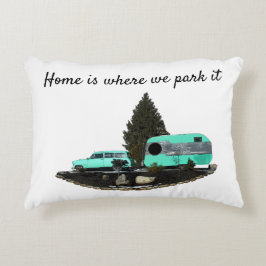 レトロキャンピングカートレーラノマド装飾用クッション アクセントクッション