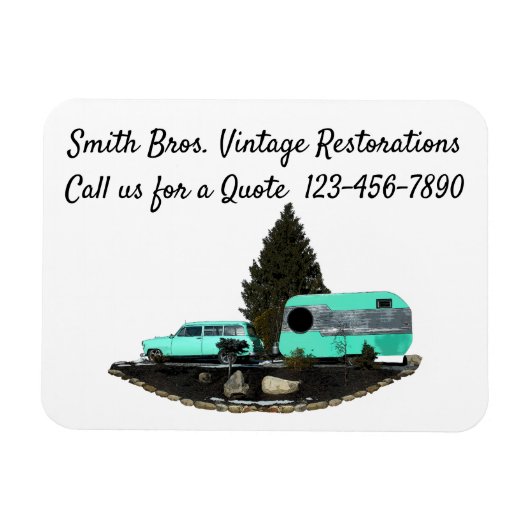 レトロキャンピングカートレーラーフレキシブルフォトマグネット マグネット (横)