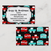 レトロキャンピングトレーラターコイズレッドヴィンテージRV 名刺 (正面/裏面)