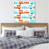 レトロキャンピングトレーラーターコイズオレンジヴィンテージカー キャンバスプリント (インサイチュ (寝室))