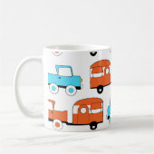 レトロキャンピングトレーラーターコイズオレンジヴィンテージカー コーヒーマグカップ (左)