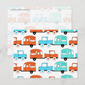 レトロキャンピングトレーラーターコイズオレンジヴィンテージカー ポストカード (正面/裏面)