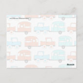 レトロキャンピングトレーラーターコイズオレンジヴィンテージカー ポストカード (裏面)