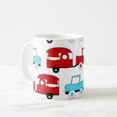 レトロキャンピングトレーラーターコイズレッドヴィンテージカー コーヒーマグカップ (正面左)