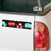 レトロキャンピングトレーラーターコイズレッドヴィンテージカー バンパーステッカー (トラック上)