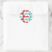 レトロキャンピングトレーラーターコイズレッドヴィンテージカー ラウンドシール (バッグ)