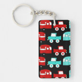 レトロキャンピングトレーラーターコイズレッドヴィンテージRV キーホルダー (正面)