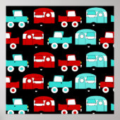 レトロキャンピングトレーラーターコイズレッドヴィンテージRV ポスター (正面)