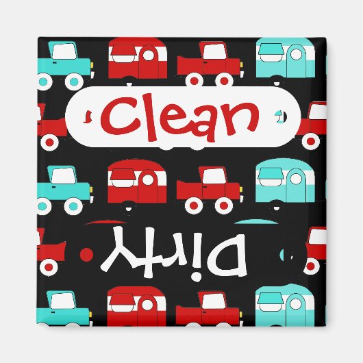 レトロキャンピングトレーラーターコイズレッドヴィンテージRV マグネット (正面)