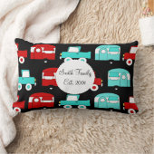 レトロキャンピングトレーラーターコイズレッドヴィンテージRV ランバークッション (ブランケット)