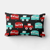 レトロキャンピングトレーラーターコイズレッドヴィンテージRV ランバークッション (裏面)