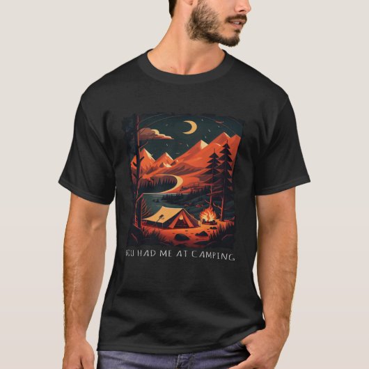 レトロキャンプが好きな人へ キャンピング Tシャツ (正面)