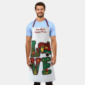 レトロキャンプテーマラブキャンプ エプロン (着用した状態)