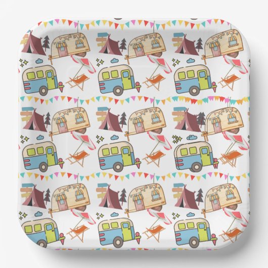 レトロキャンプテーマ ペーパープレート (正面)