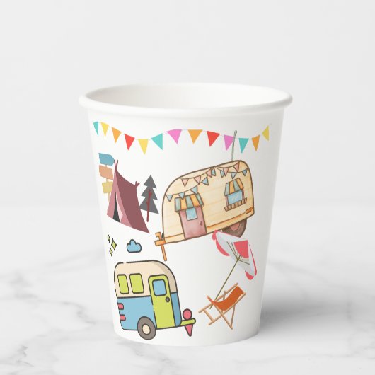 レトロキャンプテーマ 紙コップ (正面)