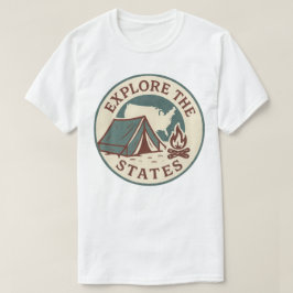 レトロキャンプデザインでアメリカを探索 Tシャツ