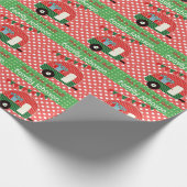 レトロキャンプパーティー供給カスタム品レッドグリーンドット ラッピングペーパー (角)
