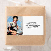 レトロキャンプファイア調理師ピンナップ ラベル (インサイチュ)