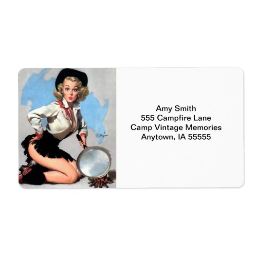 レトロキャンプファイア調理師ピンナップ ラベル (正面)