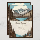 レトロキャンプ誕生日の男の子 招待状 (正面/裏面)