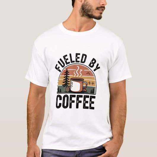 レトロキャンプ コーヒーに元気をもらって Tシャツ (正面)