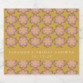 レトロキュイモダンフローライエローカスタムブライダルシャワー リキュールボトルラベル (シングルラベル)